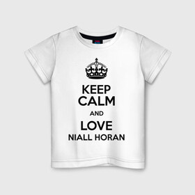 Детская футболка хлопок с принтом Keep calm and love Niall Horan , 100% хлопок | круглый вырез горловины, полуприлегающий силуэт, длина до линии бедер | Тематика изображения на принте: 1d | keep calm | music | niall horan | one direction | найл хоран