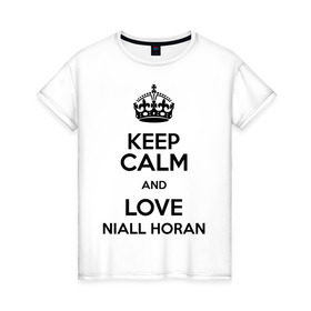 Женская футболка хлопок с принтом Keep calm and love Niall Horan , 100% хлопок | прямой крой, круглый вырез горловины, длина до линии бедер, слегка спущенное плечо | 1d | keep calm | music | niall horan | one direction | найл хоран