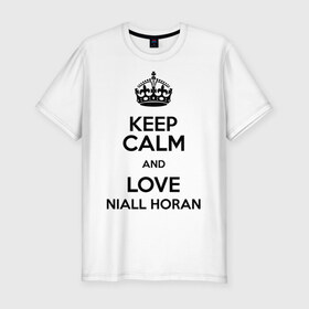 Мужская футболка премиум с принтом Keep calm and love Niall Horan , 92% хлопок, 8% лайкра | приталенный силуэт, круглый вырез ворота, длина до линии бедра, короткий рукав | 1d | keep calm | music | niall horan | one direction | найл хоран