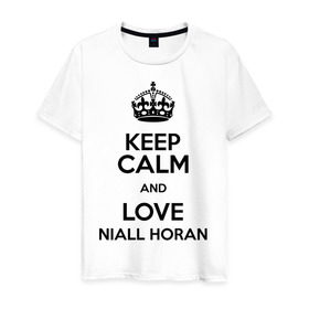 Мужская футболка хлопок с принтом Keep calm and love Niall Horan , 100% хлопок | прямой крой, круглый вырез горловины, длина до линии бедер, слегка спущенное плечо. | Тематика изображения на принте: 1d | keep calm | music | niall horan | one direction | найл хоран