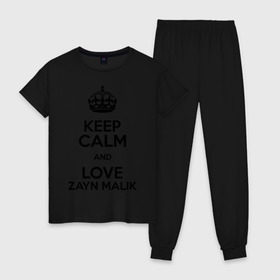 Женская пижама хлопок с принтом Keep calm and love Zayn Malik , 100% хлопок | брюки и футболка прямого кроя, без карманов, на брюках мягкая резинка на поясе и по низу штанин | 1d | keep calm | music | one direction | zayn malik | зейн малик