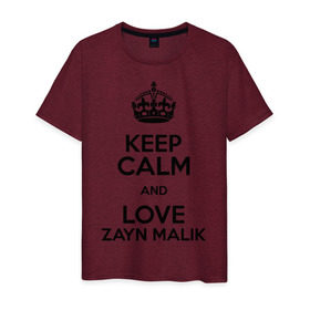 Мужская футболка хлопок с принтом Keep calm and love Zayn Malik , 100% хлопок | прямой крой, круглый вырез горловины, длина до линии бедер, слегка спущенное плечо. | 1d | keep calm | music | one direction | zayn malik | зейн малик
