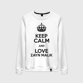 Женский свитшот хлопок с принтом Keep calm and love Zayn Malik , 100% хлопок | прямой крой, круглый вырез, на манжетах и по низу широкая трикотажная резинка  | 1d | keep calm | music | one direction | zayn malik | зейн малик