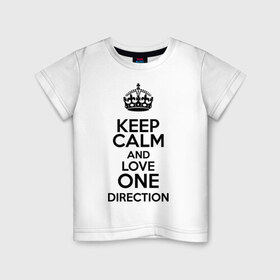 Детская футболка хлопок с принтом Keep calm and love One Direction , 100% хлопок | круглый вырез горловины, полуприлегающий силуэт, длина до линии бедер | Тематика изображения на принте: 1d | keep calm | love one direction | music | one direction