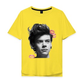 Мужская футболка хлопок Oversize с принтом Harry Styles , 100% хлопок | свободный крой, круглый ворот, “спинка” длиннее передней части | 1d | keep calm | music | one direction | гарри стайлс