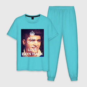 Мужская пижама хлопок с принтом Keep calm and love Zayn Malik , 100% хлопок | брюки и футболка прямого кроя, без карманов, на брюках мягкая резинка на поясе и по низу штанин
 | 1d | keep calm | music | one direction | zayn malik | зейн малик