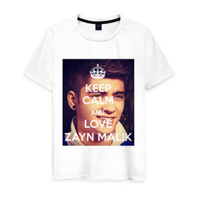 Мужская футболка хлопок с принтом Keep calm and love Zayn Malik , 100% хлопок | прямой крой, круглый вырез горловины, длина до линии бедер, слегка спущенное плечо. | 1d | keep calm | music | one direction | zayn malik | зейн малик