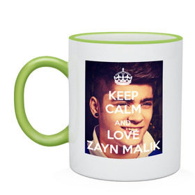 Кружка двухцветная с принтом Keep calm and love Zayn Malik , керамика | объем — 330 мл, диаметр — 80 мм. Цветная ручка и кайма сверху, в некоторых цветах — вся внутренняя часть | 1d | keep calm | music | one direction | zayn malik | зейн малик