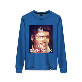 Женский свитшот хлопок с принтом Keep calm and love Zayn Malik , 100% хлопок | прямой крой, круглый вырез, на манжетах и по низу широкая трикотажная резинка  | 1d | keep calm | music | one direction | zayn malik | зейн малик