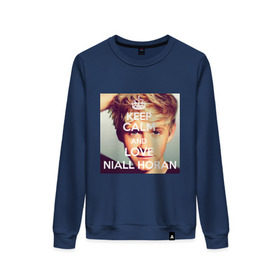 Женский свитшот хлопок с принтом Keep calm and love Niall Horan , 100% хлопок | прямой крой, круглый вырез, на манжетах и по низу широкая трикотажная резинка  | 1d | keep calm | music | niall horan | one direction | найл хоран
