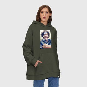 Худи SuperOversize хлопок с принтом Keep calm and love Harry Styles , 70% хлопок, 30% полиэстер, мягкий начес внутри | карман-кенгуру, эластичная резинка на манжетах и по нижней кромке, двухслойный капюшон
 | 1d | harry styles | keep calm | music | one direction | гарри стайлс