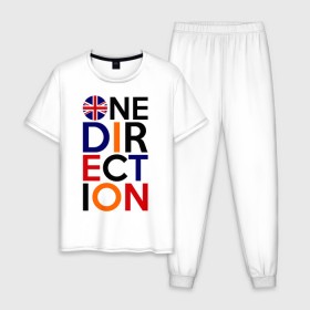 Мужская пижама хлопок с принтом One direction , 100% хлопок | брюки и футболка прямого кроя, без карманов, на брюках мягкая резинка на поясе и по низу штанин
 | 1d | british flag | i love one direction | keep calm | music | one direction | британский флаг