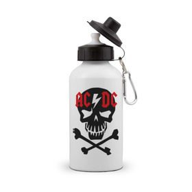 Бутылка спортивная с принтом ACDC skull , металл | емкость — 500 мл, в комплекте две пластиковые крышки и карабин для крепления | acdc | rock | блюз рок | рок | рок группа | рок н ролл | хард рок | эйсидиси