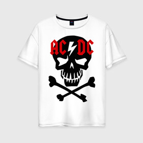 Женская футболка хлопок Oversize с принтом ACDC skull , 100% хлопок | свободный крой, круглый ворот, спущенный рукав, длина до линии бедер
 | acdc | rock | блюз рок | рок | рок группа | рок н ролл | хард рок | эйсидиси