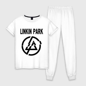Женская пижама хлопок с принтом Linkin Park , 100% хлопок | брюки и футболка прямого кроя, без карманов, на брюках мягкая резинка на поясе и по низу штанин | linkin park | rock | альтернативный метал | альтернативный рок | линкин парк | ню метал | рок | рэпкор | электроник рок