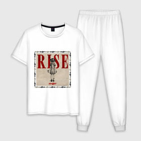 Мужская пижама хлопок с принтом Rise skillet , 100% хлопок | брюки и футболка прямого кроя, без карманов, на брюках мягкая резинка на поясе и по низу штанин
 | Тематика изображения на принте: rise | skillet | toplanding | альтернативный рок | лого | логотип | рок | рок группа | рок группы | симфонический рок | христианский рок
