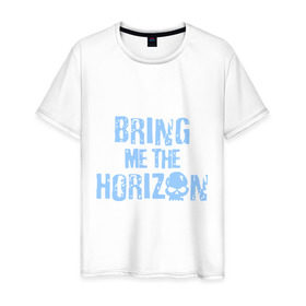 Мужская футболка хлопок с принтом Bring me the horizon череп , 100% хлопок | прямой крой, круглый вырез горловины, длина до линии бедер, слегка спущенное плечо. | bmth | bring me the horizon | hardcore | kubana 2014 | rock | дэткор | музыка | рок | рок группы | череп | черепок