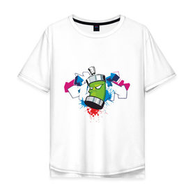 Мужская футболка хлопок Oversize с принтом Графитюлька , 100% хлопок | свободный крой, круглый ворот, “спинка” длиннее передней части | баллончик | графити | граффити | краски | прикольные картинки | рисунок