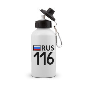 Бутылка спортивная с принтом Республика Татарстан (116) , металл | емкость — 500 мл, в комплекте две пластиковые крышки и карабин для крепления | Тематика изображения на принте: 