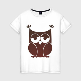 Женская футболка хлопок с принтом Совушка , 100% хлопок | прямой крой, круглый вырез горловины, длина до линии бедер, слегка спущенное плечо | owl | животные | софа