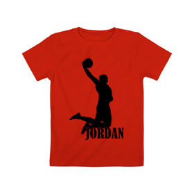 Детская футболка хлопок с принтом Michael Jordan. , 100% хлопок | круглый вырез горловины, полуприлегающий силуэт, длина до линии бедер | Тематика изображения на принте: basketball | баскетбол | джордан | майкл джордан | спорт
