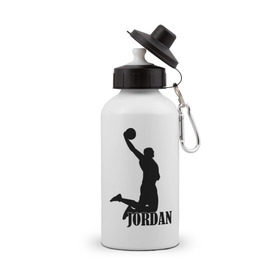 Бутылка спортивная с принтом Michael Jordan. , металл | емкость — 500 мл, в комплекте две пластиковые крышки и карабин для крепления | basketball | баскетбол | джордан | майкл джордан | спорт
