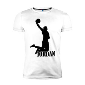 Мужская футболка премиум с принтом Michael Jordan. , 92% хлопок, 8% лайкра | приталенный силуэт, круглый вырез ворота, длина до линии бедра, короткий рукав | Тематика изображения на принте: basketball | баскетбол | джордан | майкл джордан | спорт