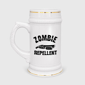 Кружка пивная с принтом Zombie repellent ,  керамика (Материал выдерживает высокую температуру, стоит избегать резкого перепада температур) |  объем 630 мл | зомби