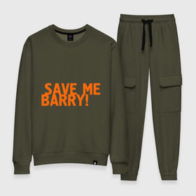 Женский костюм хлопок с принтом Save me, Barry! , 100% хлопок | на свитшоте круглая горловина, мягкая резинка по низу. Брюки заужены к низу, на них два вида карманов: два 