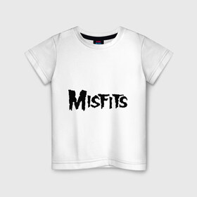 Детская футболка хлопок с принтом Misfits logo , 100% хлопок | круглый вырез горловины, полуприлегающий силуэт, длина до линии бедер | misfits