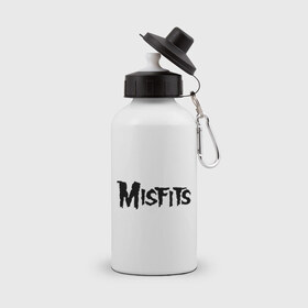 Бутылка спортивная с принтом Misfits logo , металл | емкость — 500 мл, в комплекте две пластиковые крышки и карабин для крепления | misfits