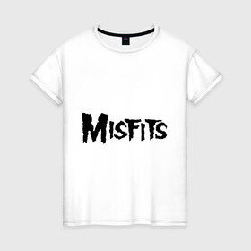 Женская футболка хлопок с принтом Misfits logo , 100% хлопок | прямой крой, круглый вырез горловины, длина до линии бедер, слегка спущенное плечо | misfits