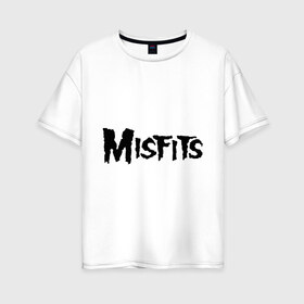 Женская футболка хлопок Oversize с принтом Misfits logo , 100% хлопок | свободный крой, круглый ворот, спущенный рукав, длина до линии бедер
 | misfits