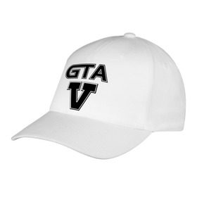 Бейсболка с принтом GTA 5 , 100% хлопок | классический козырек, металлическая застежка-регулятор размера | Тематика изображения на принте: five | grand theft auto | gta | gta 5 | logo | гта | гта пять | лого | логотип