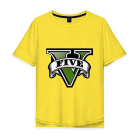 Мужская футболка хлопок Oversize с принтом GTA five , 100% хлопок | свободный крой, круглый ворот, “спинка” длиннее передней части | Тематика изображения на принте: five | grand theft auto | gta | gta 5 | logo | гта | гта пять | лого | логотип