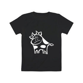 Детская футболка хлопок с принтом Буренок , 100% хлопок | круглый вырез горловины, полуприлегающий силуэт, длина до линии бедер | буренка | буренок | бык | животные | звери | корова | прикольные картинки