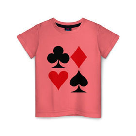 Детская футболка хлопок с принтом Масти карт , 100% хлопок | круглый вырез горловины, полуприлегающий силуэт, длина до линии бедер | poker | игра | игры | карточная игра | карты | масти карт | покер