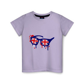 Детская футболка хлопок с принтом Очки (британский флаг) , 100% хлопок | круглый вырез горловины, полуприлегающий силуэт, длина до линии бедер | england | английский | англия | британия | европа | туристические