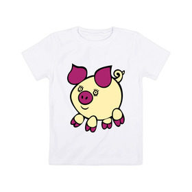 Детская футболка хлопок с принтом Хрюшка , 100% хлопок | круглый вырез горловины, полуприлегающий силуэт, длина до линии бедер | животные | звери | поросенок | прикольные картинки | свинья | свинюшка