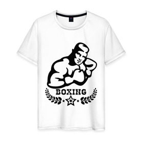 Мужская футболка хлопок с принтом Boxing (бокс) , 100% хлопок | прямой крой, круглый вырез горловины, длина до линии бедер, слегка спущенное плечо. | box | boxing | бокс | боксер | боксинг | спорт