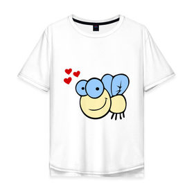 Мужская футболка хлопок Oversize с принтом Влюбленная муха. , 100% хлопок | свободный крой, круглый ворот, “спинка” длиннее передней части | влюбленная муха | любовь | муха | насекомые