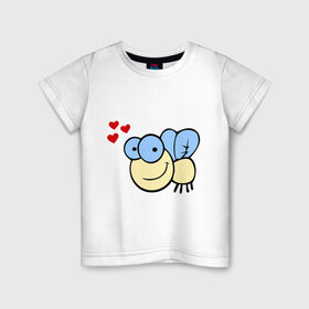 Детская футболка хлопок с принтом Влюбленная муха. , 100% хлопок | круглый вырез горловины, полуприлегающий силуэт, длина до линии бедер | влюбленная муха | любовь | муха | насекомые
