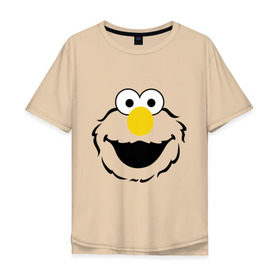 Мужская футболка хлопок Oversize с принтом Sesame Street Elmo Big Smile , 100% хлопок | свободный крой, круглый ворот, “спинка” длиннее передней части | cookie monster | elmo | sesame street | улица сезам