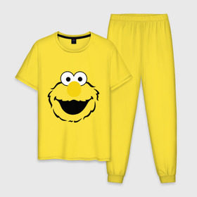 Мужская пижама хлопок с принтом Sesame Street Elmo Big Smile , 100% хлопок | брюки и футболка прямого кроя, без карманов, на брюках мягкая резинка на поясе и по низу штанин
 | cookie monster | elmo | sesame street | улица сезам