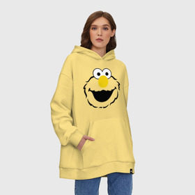 Худи SuperOversize хлопок с принтом Sesame Street Elmo Big Smile , 70% хлопок, 30% полиэстер, мягкий начес внутри | карман-кенгуру, эластичная резинка на манжетах и по нижней кромке, двухслойный капюшон
 | cookie monster | elmo | sesame street | улица сезам