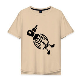 Мужская футболка хлопок Oversize с принтом Скелет пингвина , 100% хлопок | свободный крой, круглый ворот, “спинка” длиннее передней части | пингвин | скелет