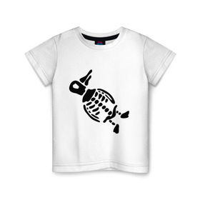 Детская футболка хлопок с принтом Скелет пингвина , 100% хлопок | круглый вырез горловины, полуприлегающий силуэт, длина до линии бедер | пингвин | скелет