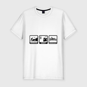 Мужская футболка премиум с принтом БМВ - распорядок дня , 92% хлопок, 8% лайкра | приталенный силуэт, круглый вырез ворота, длина до линии бедра, короткий рукав | bmw | автомобиль | бмв | занятие | машина | распорядок дня