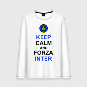 Мужской лонгслив хлопок с принтом keep calm and forza Inter , 100% хлопок |  | ceep calm | forza inter | интер | интер вперёд | кип калм | сохраняй спокойствие | футбол