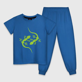 Детская пижама хлопок с принтом Ящерицы , 100% хлопок |  брюки и футболка прямого кроя, без карманов, на брюках мягкая резинка на поясе и по низу штанин
 | зеленый | ящерки | ящеры